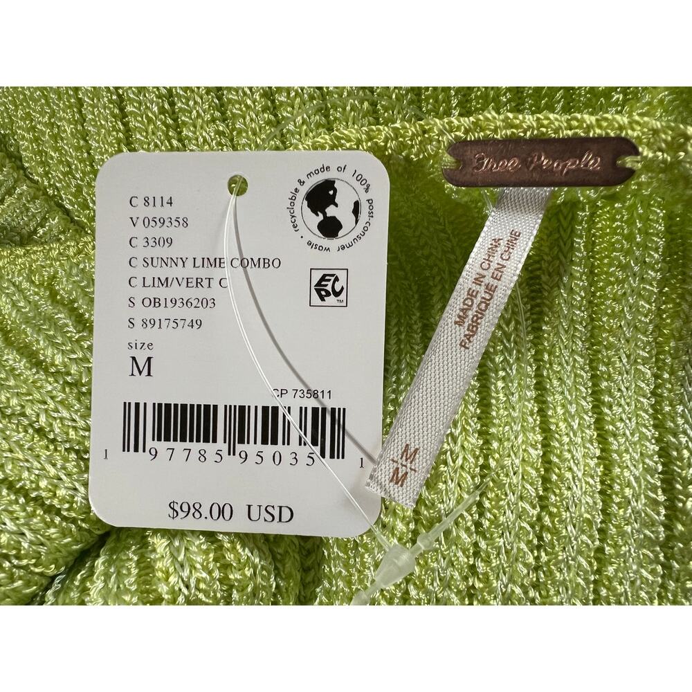 FREE PEOPLE TOP WOMENS MEDIUM SAN LUCAS STRETCH KNIT CROP PULLOVER SWEATER GREEN - Picture 4 of 13